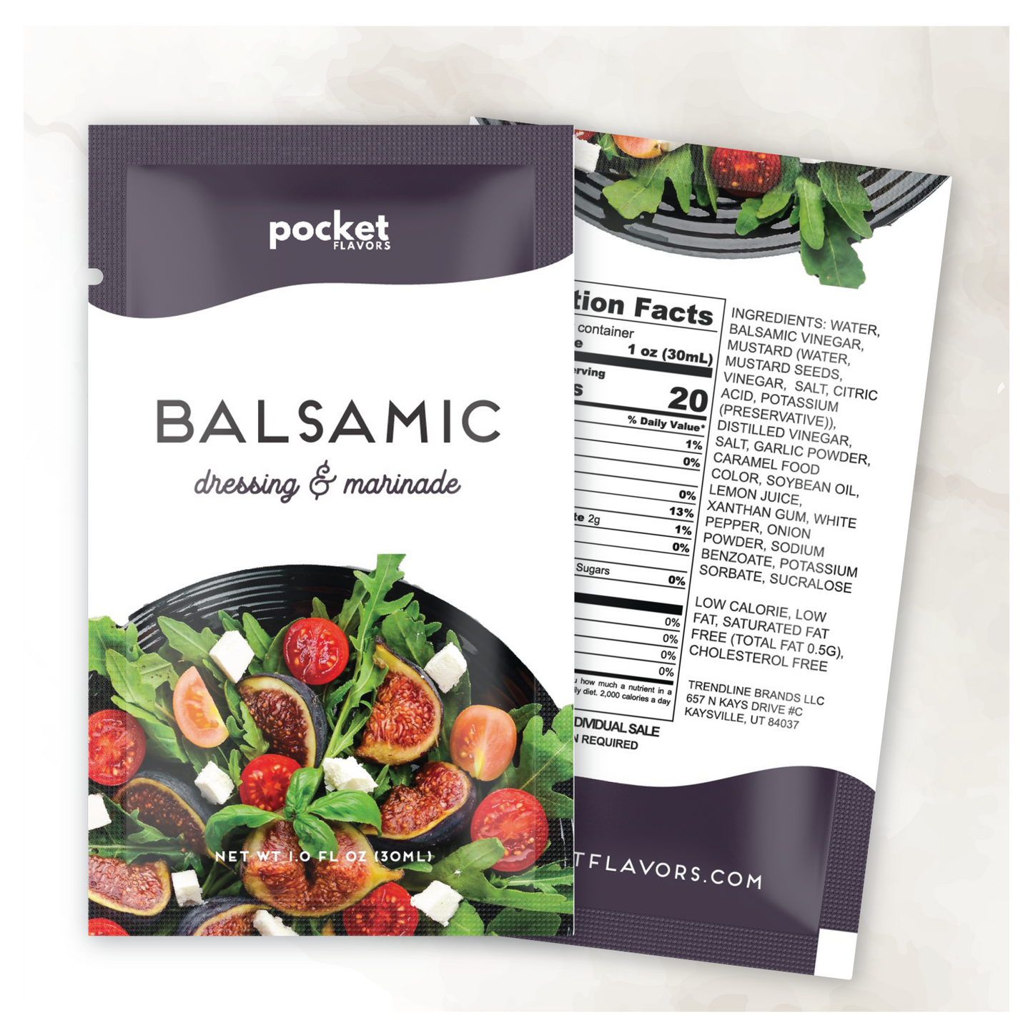 Single serve balsamic salad dressing packet. 